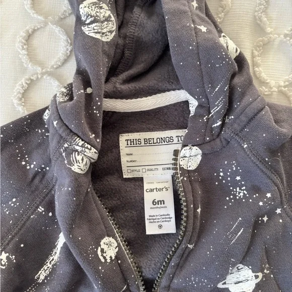Carter's Gray Space-Themed Hoodie - Picture 3 of 4
